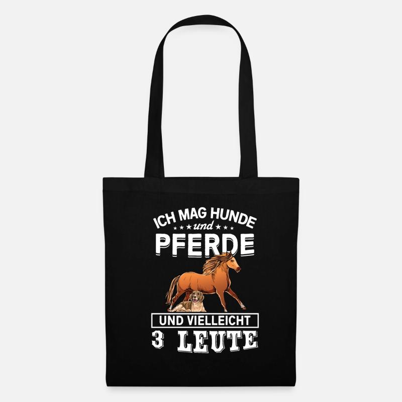 Ich Mag Hunde Und Pferde Und Vielleicht 3 Leute - Stoffbeutel - Schwarz