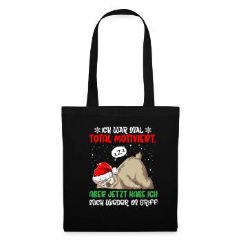 Ich War Mal Total Motiviert Weihnachten Alpaka Lam - Stoffbeutel - Schwarz - Vorne