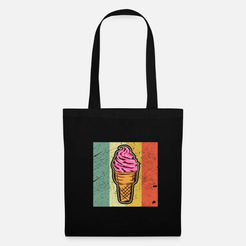 Retro Eiscreme Liebhaber Eiswaffel Sommer - Stoffbeutel - Schwarz