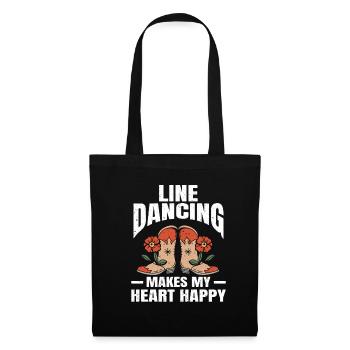 Line Dance Wester Tanzen Country Musik - Stoffbeutel - Schwarz - Vorne