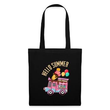 Eiscreme Ice Cream Truck Hello Summer Sommer - Stoffbeutel - Schwarz - Vorne