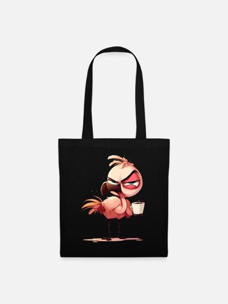 Funny Flamingo | Coffee and Flamingo | Grumpy - Tote Bag - black