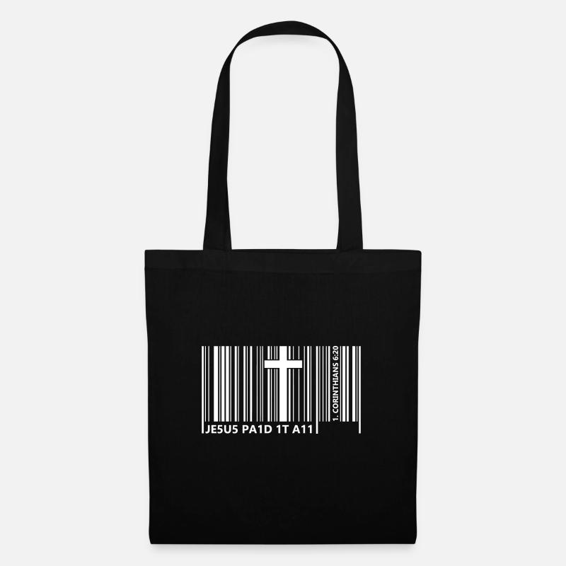 Jesus Paid It All Barcode Bible Verses 6:20 - Tote Bag - black