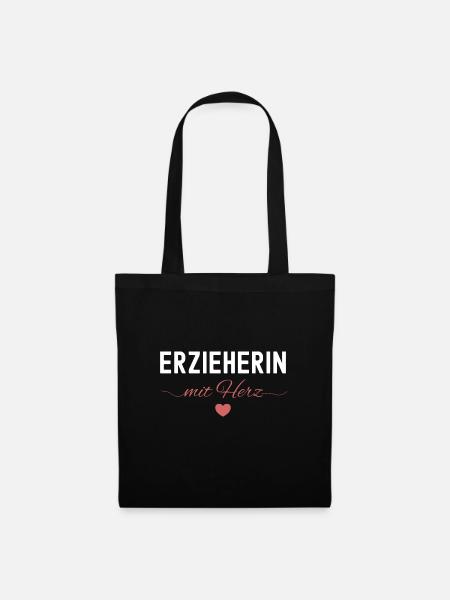 Beste Erzieherin Mit Herz Kita Geschenk Danke - Stoffbeutel - Schwarz