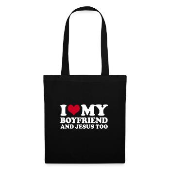 J’aime mon petit ami et Jésus aussi - Sac en tissu - noir - Devant