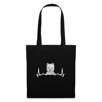 West Highland White Terrier Westie - Stoffbeutel - Schwarz - Vorne