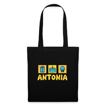 Antonia als Vorname - Stoffbeutel - Schwarz - Vorne