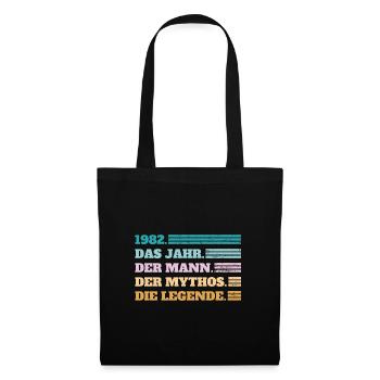 1982 40. Geburtstag Geschenk Retro - Stoffbeutel - Schwarz - Vorne
