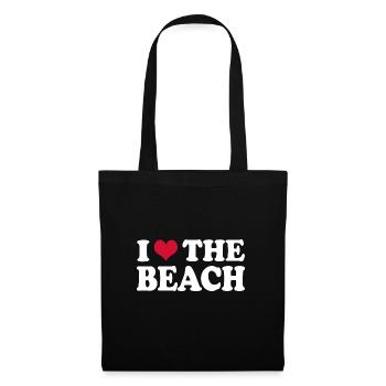 Strand Strandurlaub I Love The Beach Reisen - Stoffbeutel - Schwarz - Vorne