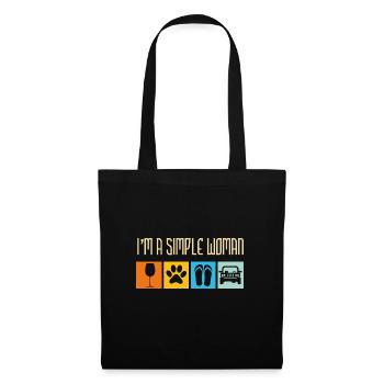 Im A Simple Woman Love Wine Flip Flops Dogs 4X4 - Stoffbeutel - Schwarz - Vorne