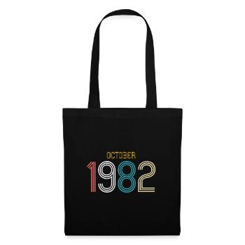 Oktober 1982 - 40. Geburtstag Geschenk. Legende. - Stoffbeutel - Schwarz - Vorne