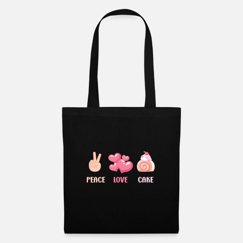 Pastry Lover Peace Love Cake Gift Idea - Stoffbeutel - Schwarz