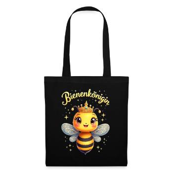 Bienenkönigin Kostüm Biene süß Bienen Fasching - Stoffbeutel - Schwarz - Vorne
