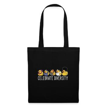 Funny Celebrate Diversity Yellow Bath Duckie Rubbe - Stoffbeutel - Schwarz - Vorne