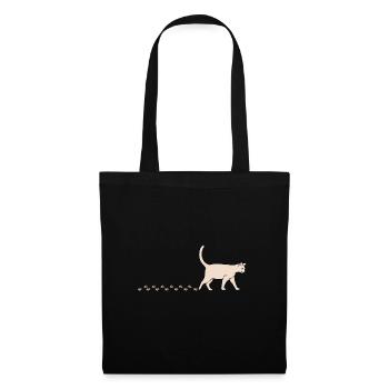 Cute Cat Waddling Kitty Paws Footprints - Tote Bag - black - Front