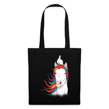 Un majeur de licorne - Sac en tissu - noir - Devant