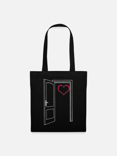 Porte ouverte sur mon coeur (blanc) - Sac en tissu - noir
