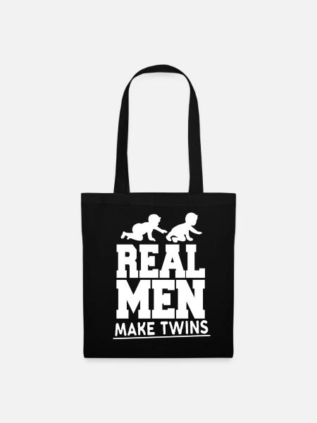 Real Men Make Twins - Mann Vater Zwillinge - Stoffbeutel - Schwarz
