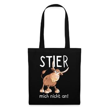Stier mich nicht an - Bulle - Kuh - Comic - Stoffbeutel - Schwarz - Vorne