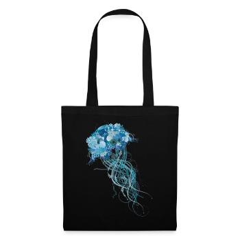 blue jellyfish with corals, shells and sea anemones - Tote Bag - black - Front