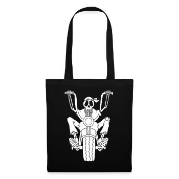 Squelette motard blanc - Sac en tissu - noir - Devant