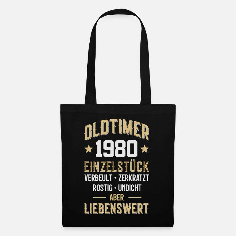 LUSTIG 46. GEBURTSTAG OLDTIMER 1980 EINZELSTÜCK - Stoffbeutel - Schwarz