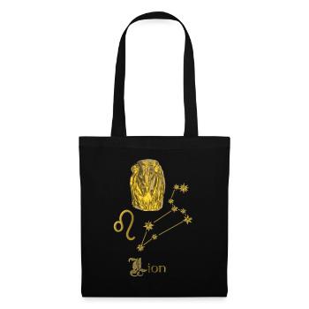 Sternzeichen Löwe 3D,  gold - Stoffbeutel - Schwarz - Vorne