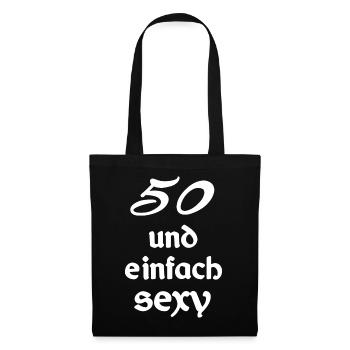 GB, zahlen, 50 und einfach sexy - Stoffbeutel - Schwarz - Vorne