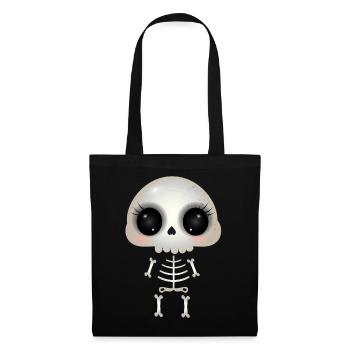 cute skull with dark eye sockets and eyelashes - Tote Bag - black - Front