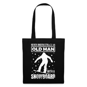 Alter Snowboarder Opa - Stoffbeutel - Schwarz - Vorne