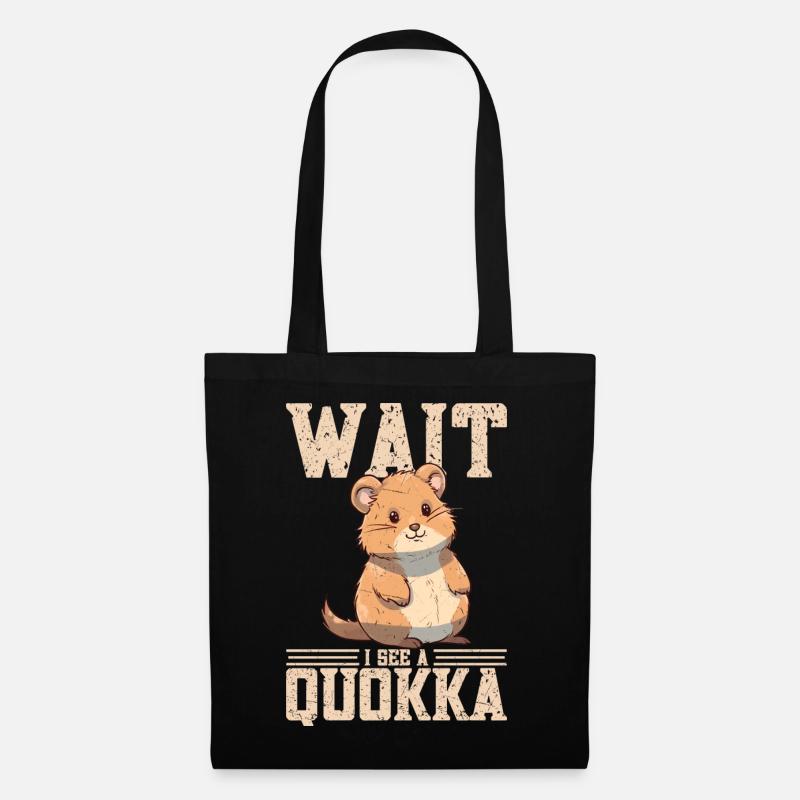 Warte ich sehe ein Quokka - Stoffbeutel - Schwarz