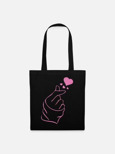 Finger heart k-pop K-drama 2 couleurs custom - Sac en tissu - noir