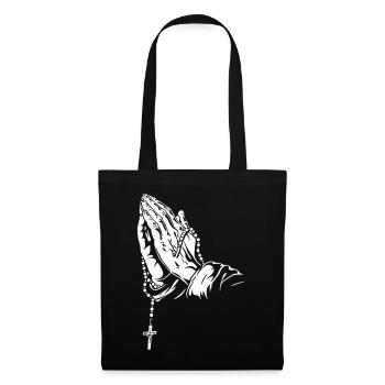 Praying Hands with Rosary Artwork - Tote Bag - black - Front
