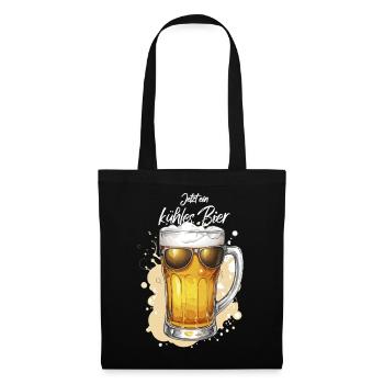 Bière avec lunettes de soleil, bière fraîche, fête de la bière - Sac en tissu - noir - Devant