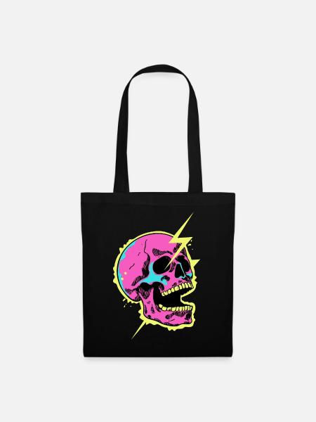 Neon-Schädel-Blitzausbruch - Stoffbeutel - Schwarz
