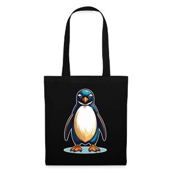 Cooler Pinguin – Süß, frech und sympathisch - Stoffbeutel - Schwarz - Vorne
