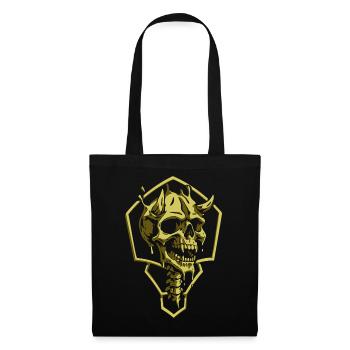 Crâne géométrique doré - Sac en tissu - noir - Devant