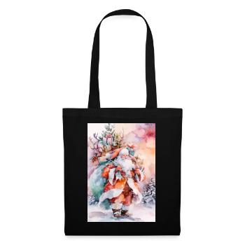 Noël Aquarelle: Santa et Paquets - Sac en tissu - noir - Devant