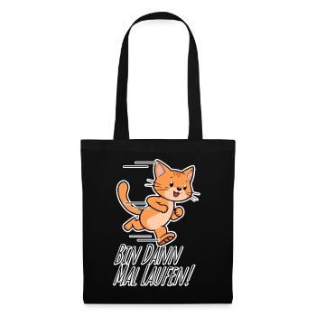 Cute cat goes jogging, then I'm running! - Tote Bag - black - Front