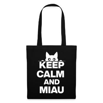 KEEP CALM AND MEOW! CAT LOVER CATLOVER white - Tote Bag - black - Front