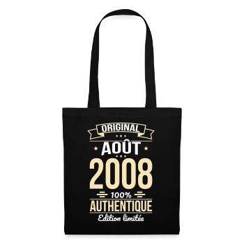 Anniversaire 18 ans - Original - Août 2008 - Sac en tissu - noir - Devant