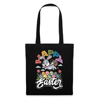 Frohe Ostern Süßer Osterhase Eiersuche Ostereier - Stoffbeutel - Schwarz - Vorne