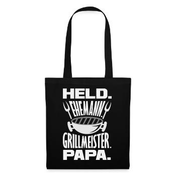Held Ehemann Papa Lustiger Vater Grillen Bbq - Stoffbeutel - Schwarz - Vorne