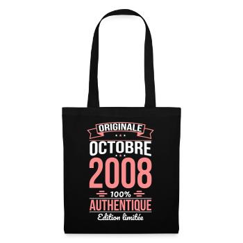 Anniversaire 18 ans - Originale - Octobre 2008 - Sac en tissu - noir - Devant