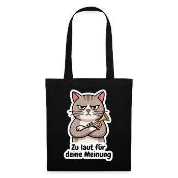Trompete Trompeter Katze Blechbläser T-Shirt - Stoffbeutel - Schwarz - Vorne