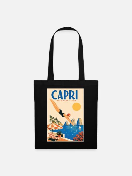 Capri in Italien entdecken – Mittelmeerinsel - Stoffbeutel - Schwarz