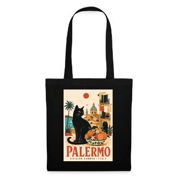 Entdecken Sie Palermo in Italien – Sizilianischer Sommercharme - Stoffbeutel - Schwarz - Vorne