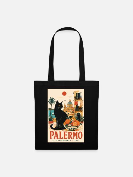 Entdecken Sie Palermo in Italien – Sizilianischer Sommercharme - Stoffbeutel - Schwarz