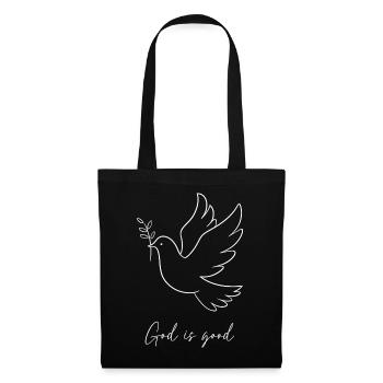 God is Good – Friedenstaube mit Olivenzweig - Stoffbeutel - Schwarz - Vorne