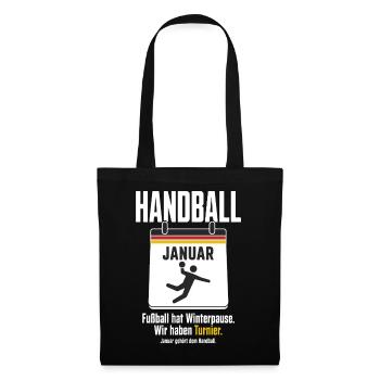 Januar gehört dem Handball – Deutschland Fan - Stoffbeutel - Schwarz - Vorne